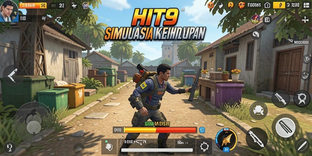Tampilan gameplay HIT9 yang menunjukkan interaksi karakter dalam kehidupan virtual.