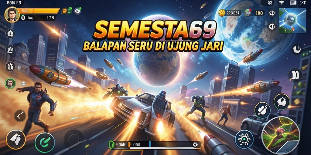 Gameplay balapan seru di SEMESTA69 dengan grafis menawan.